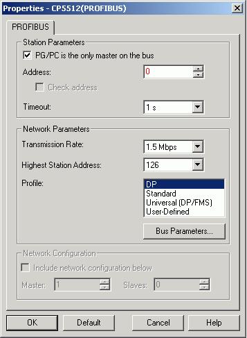 Wgranie programu z WinCC flexible do panelu operatorkiego za pomocą protokołu PROFIBUS 3) Zaznacz opcję PG/PC i the only mater on the bu, jeśli programator jet jedynym materem podieci, a w polu Addre