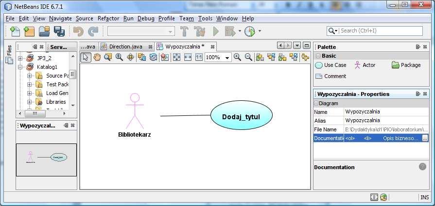 7) Otwieranie okna dokumentacji dla wybranego elementu diagramu wykonanie (ew.