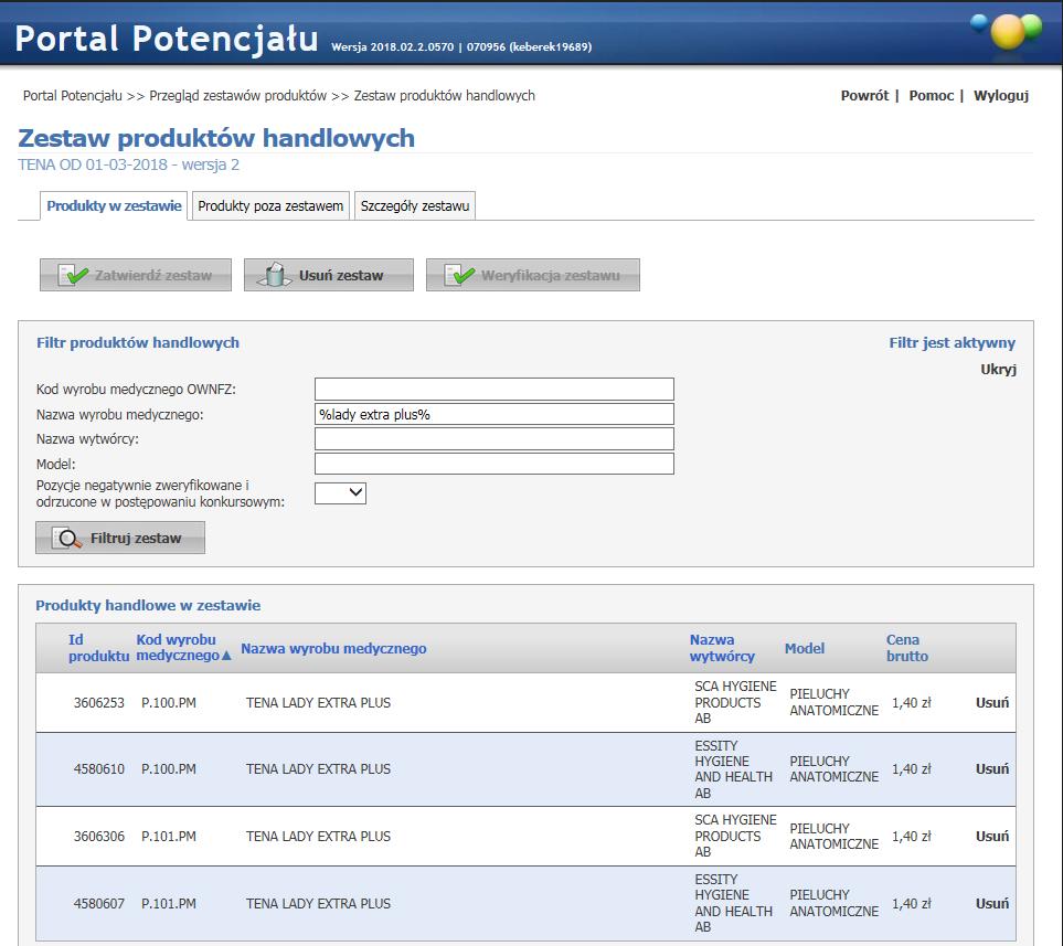 1 2 1. Przechodzimy do zakładki produkty w zestawie 2.