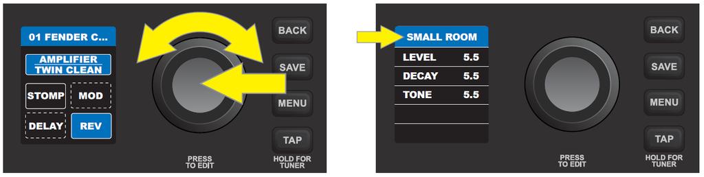 Droga sygnału: instrument stompbox modulacja wzmacniacz delay reverb głośnik, zgodnie z poniższą ilustracją.