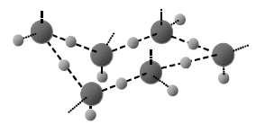 Stabilna forma wiązania wodorowe z innymi cząsteczkami wody tworzące