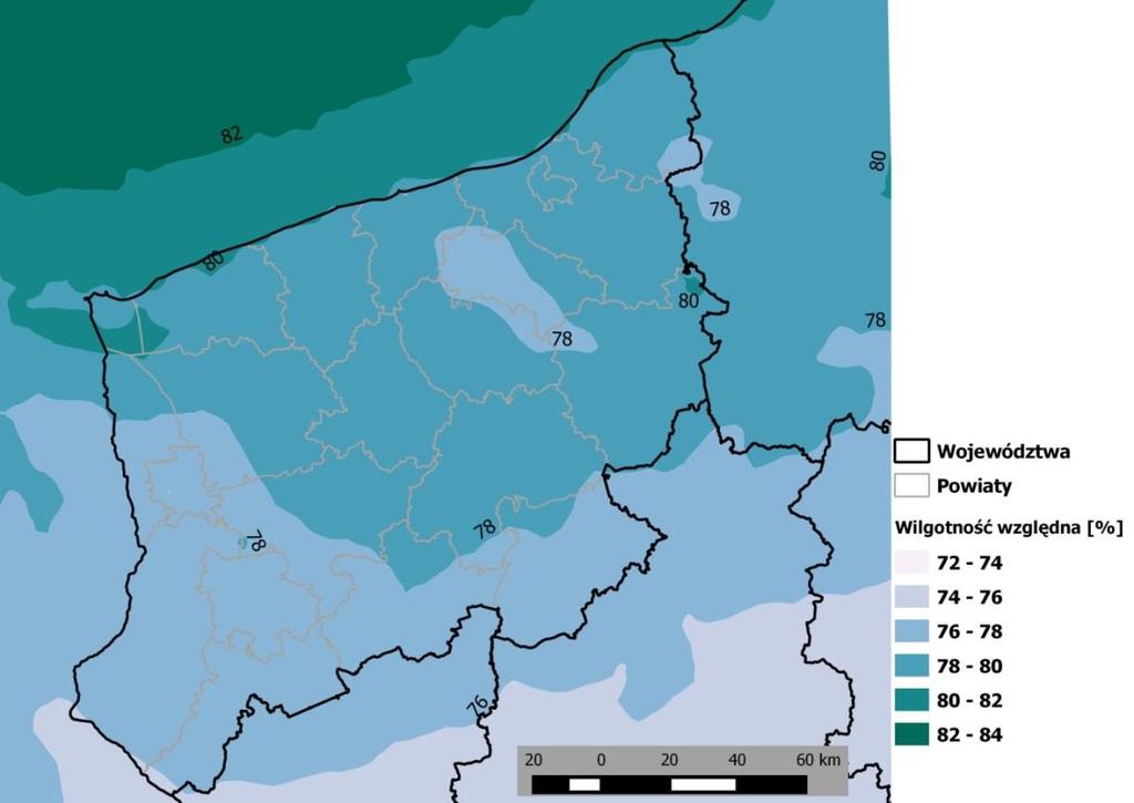 Opady [mm] Rysunek 4.2.9. Przebieg średnich miesięcznych sum opadów atmosferycznych w województwie zachodniopomorskim w 2015 r.