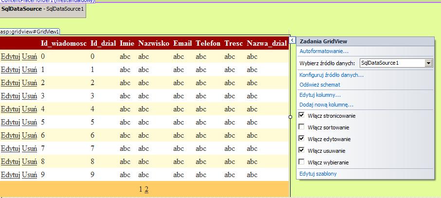 Ponownie zaznaczamy opcję edytowania oraz usuwania Wówczas w przeglądarce,