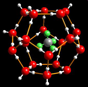 Metan gaz supercieplarniany Klatraty metanu Struktura sieci krystalicznej klatratów metanu składa się z dwóch zasadniczych elementów: (1) szkieletu krystalicznego tworzonego przez cząsteczki wody,