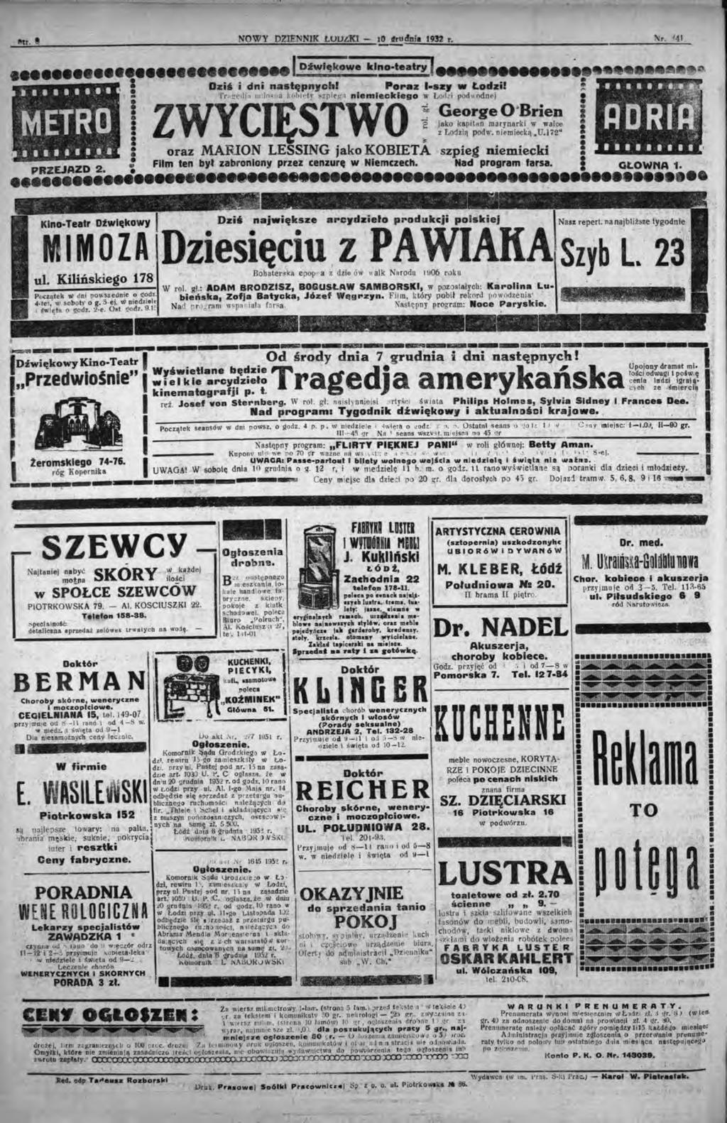 ltt. ł NOWY OZE NK LUULTO - ~;..: dn=.~19;.:32::..:.r:... :.!!:.:r._';:!4:.:..1_... 1_1 _1 D:łwlękowe kno-teatry,... ~... ~ ---------------------------------- DźwiękowyKino-Teatr Od środy dnia 7 grudnia i dni następnych!