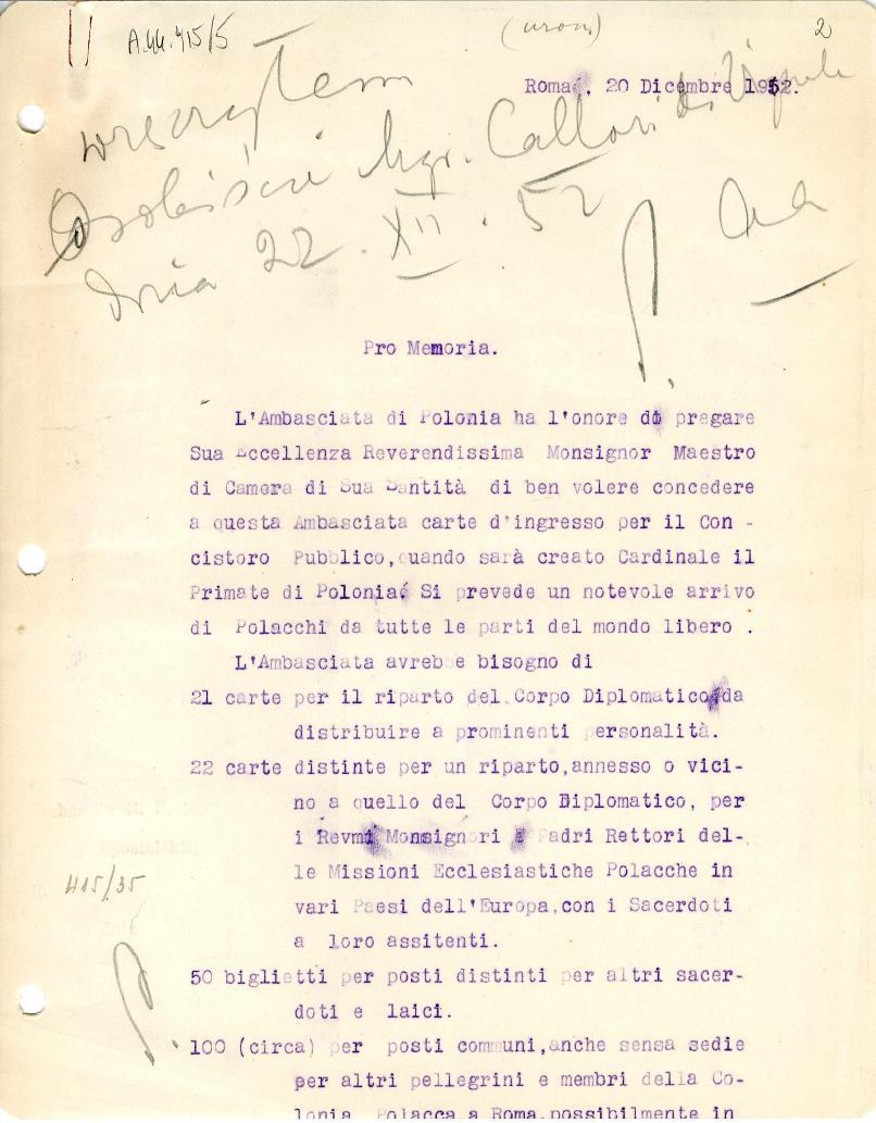 ŁAA ) Romai, 2n Die t ( br t The Polish Institute and Sikorski Museum Pro Memoria. L'Ambasciata di l'ołonia ha 1'onor3 d pr,?gare Sua Lccel1en2a Roverendissima :.onsignor Maestro di Crner di.iua.