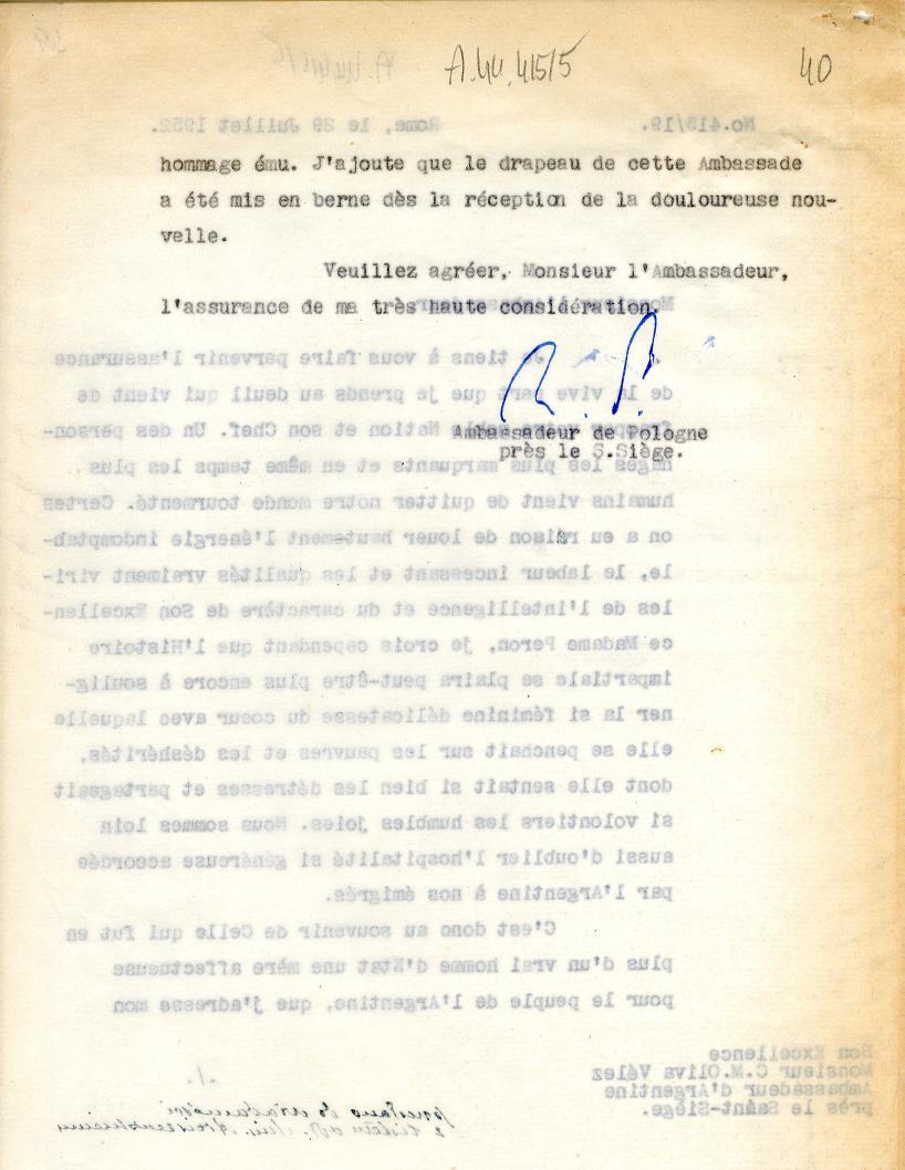 ,9 ' a i homma jtrjoute ue ie drapeau de cette Ambasade a (tó mis en- berne ds1 Keeptlen de i douioureuse The Polish Institute and Sikorski Museum Veuillez agrer, on$1ur lfmblaadeur, i'assumnee de m