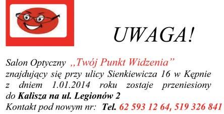 wtorek - 14 stycznia 2014 r.