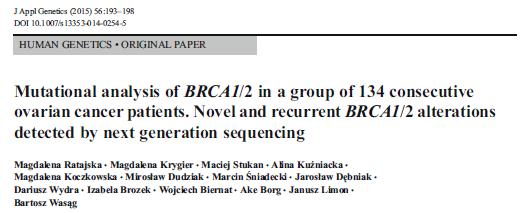 rola mutacji założycielskich w Polsce znacząca przewaga mutacji w genie BRCA1, większość mutacji genu BRCA1 u osób z zespołem