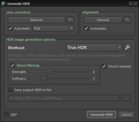 Etap generacji obrazu HDR można dalej podzielić na pod-etapy: pre-processing (korekcja aberracji