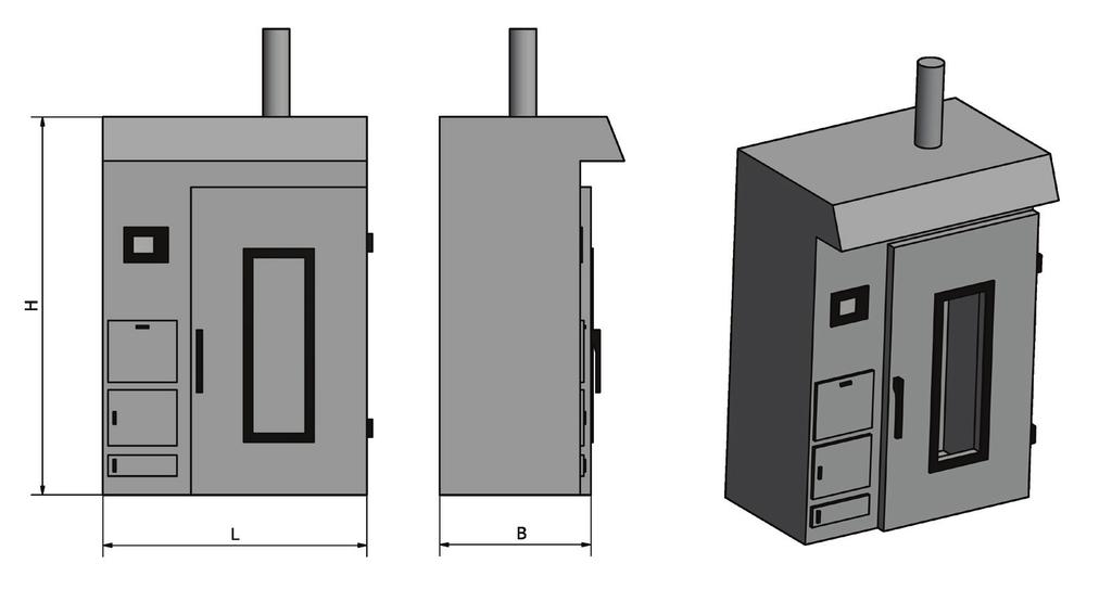 RO EN Celula afumare KW 50 SMOKE CHAMBER KW-50 Descriere: Utilajul realizat din otel inoxidabilde tip AISI304; Microprocesorul Mikster Imax500 cupanou cu senzori ofera posibilitatea setarii automate.