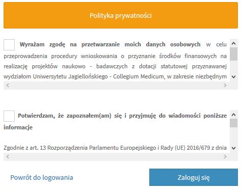 ZAPISYWANIE WERSJI TYMCZASOWEJ I KOŃCOWEJ WNIOSKU....6 I. LOGOWANIE DO SYSTEMU Do logowania w systemie DotStat pod adresem: www.dotstat.cm-uj.krakow.