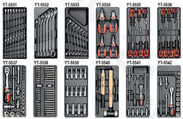 18 WÓZEK YATO 55300 Z WYPOSAŻENIEM 177 el. Szafka serwisowa z narzędziami marki YATO. Posiada 6 szuflad na prowadnicach kulkowych. Profile wykonane z podwójnej blachy stalowej.