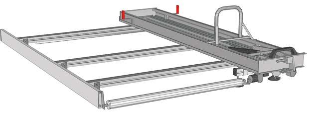 POS Portaescaleras dotado de: - barras de aluminio con anclajes y perfil de goma - bordo lateral de aluminio - rodillo de carga de aluminio -