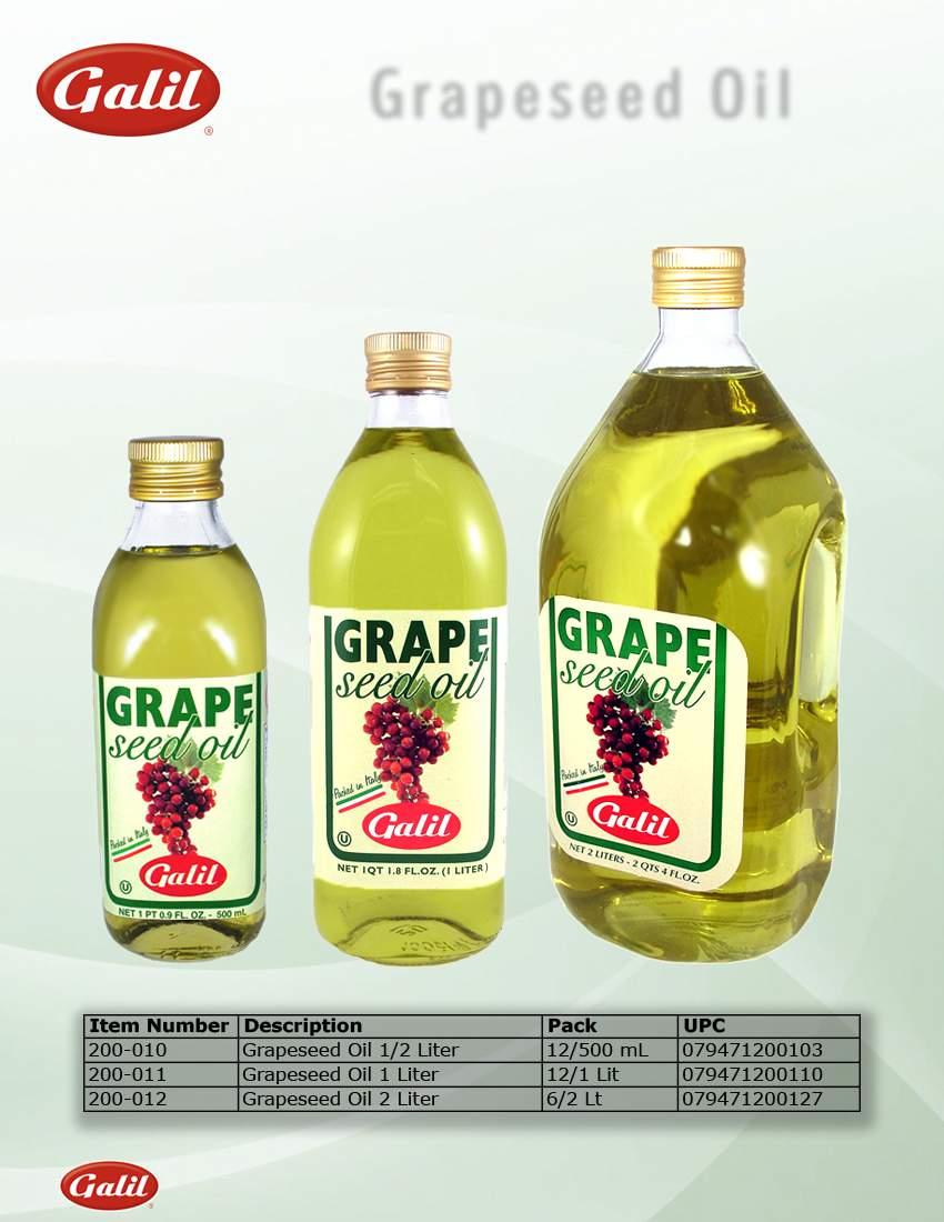 100% Natural Grapeseed Oil imported from Italy.