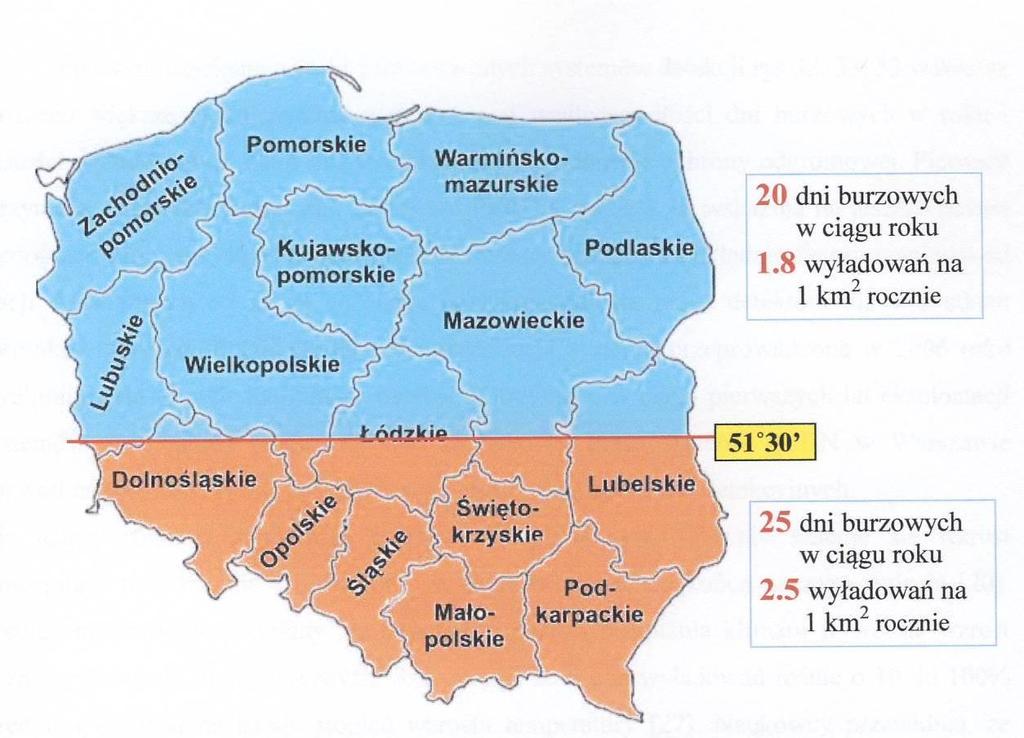 Liczba dni burzowych na obszarze Polski
