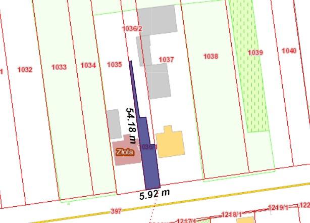 Stan zagospodarowania terenu: Podkreślenia wymaga fakt, iż pomiędzy działką nr 1036/1 a działką stanowiącą posesję sąsiednią tj. dz. nr 1036/2 i 1037 także brak ogrodzenia.