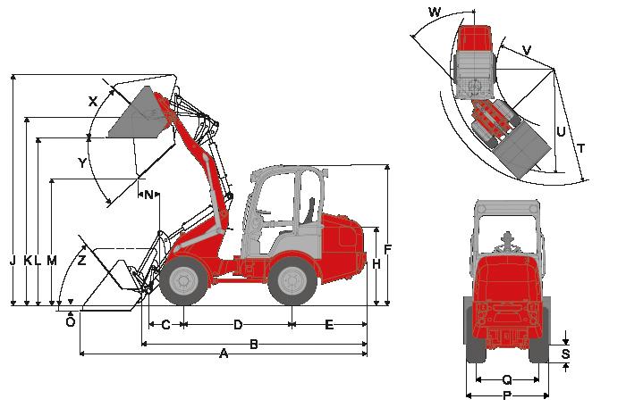 1380 Hoftrac Wymiary 1380 kinematyka P 1380 kinematyka PZ A Długość całkowita 4.420 mm 4.