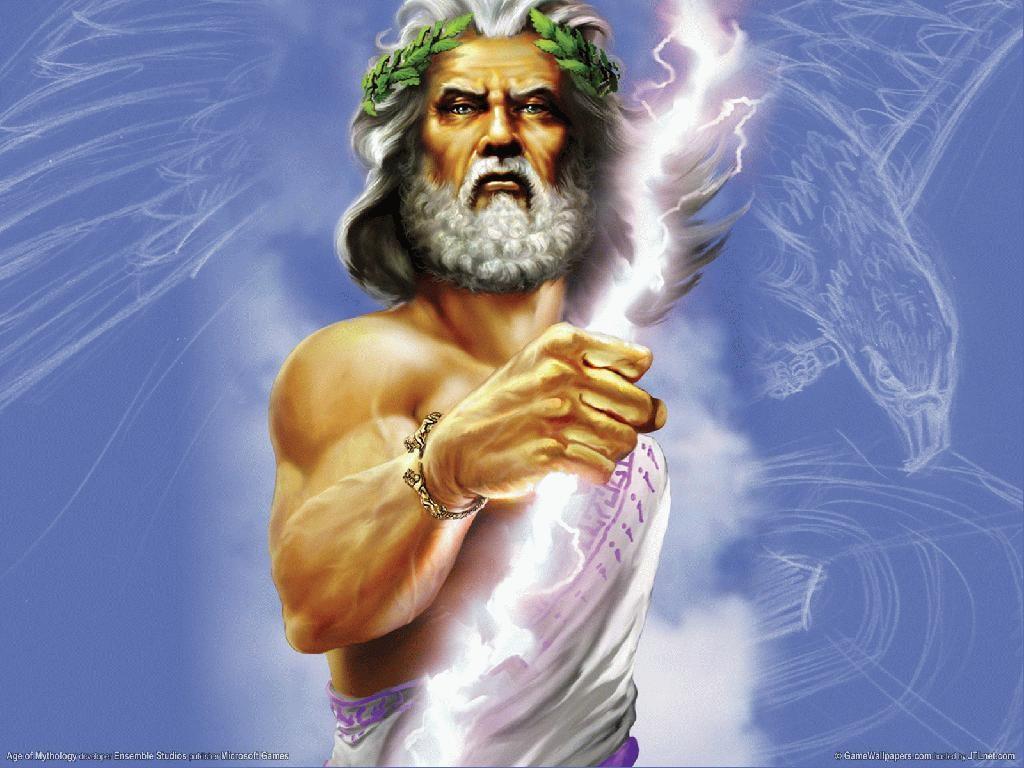 Zeus Syn Kronosa i Rei, naczelne bóstwo nieba i ziemi, bóg światłości, zsyłał deszcze, grzmoty i pioruny.