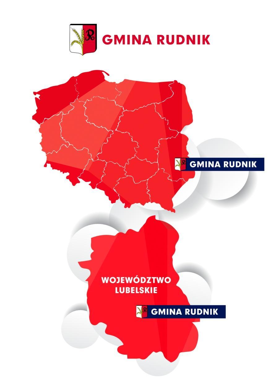 Powierzchnia gminy wynosi 88,4 km 2. Gmina Rudnik sąsiaduje z 6 gminami: Żółkiewka, Gorzków, Izbica (powiat krasnostawski). Nielisz i Sułów (powiat zamojski). Turobin (powiat biłgorajski).