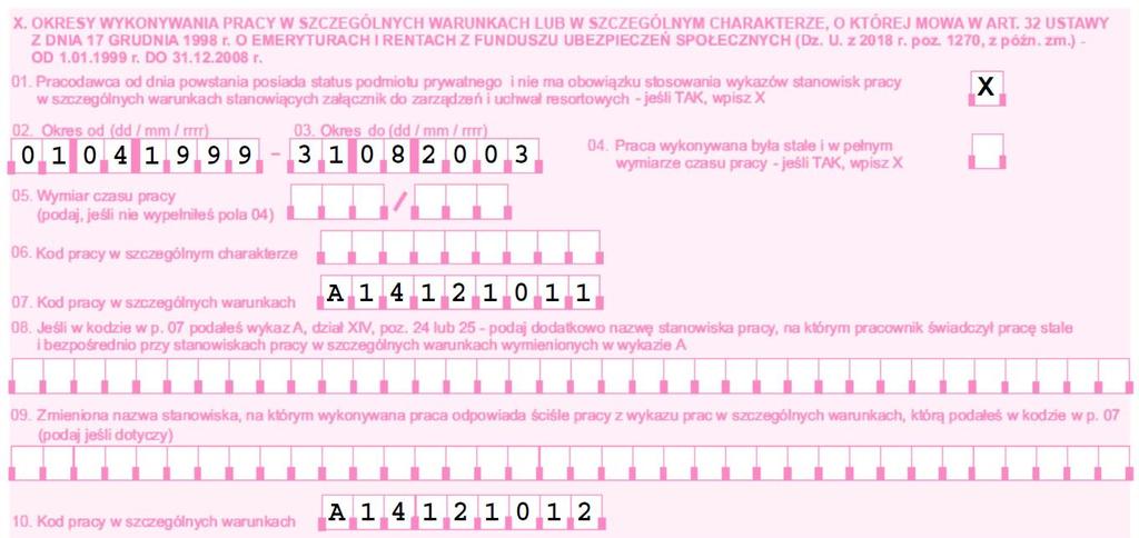 Drugie stanowisko pracy, spawacz gazowy, jest wskazane również w wykazie A, w Dziale XIV. Prace różne, ale w pkt 12 i pozycji 12.