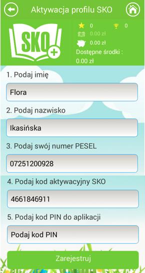 zakończenie rejestracji/ dodania danych dziecka przyciskiem Zarejestruj. Czynność ta nie aktywuje jeszcze profilu. Ten dostępny będzie po akceptacji przez nauczyciela w serwisie Internetowym.