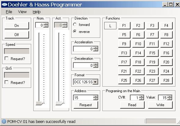 W Programmer mamy do wyboru cztery widoki [View]: Loco decoder control, Loco decoder programming, SUSI-modul Control i SUSI-modul Programming.