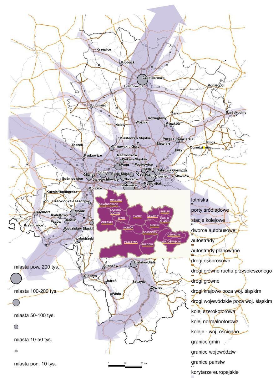 57 Rysunek 3. Gminy wchodzące w skład porozumienia z ośrodkiem w Tychach.