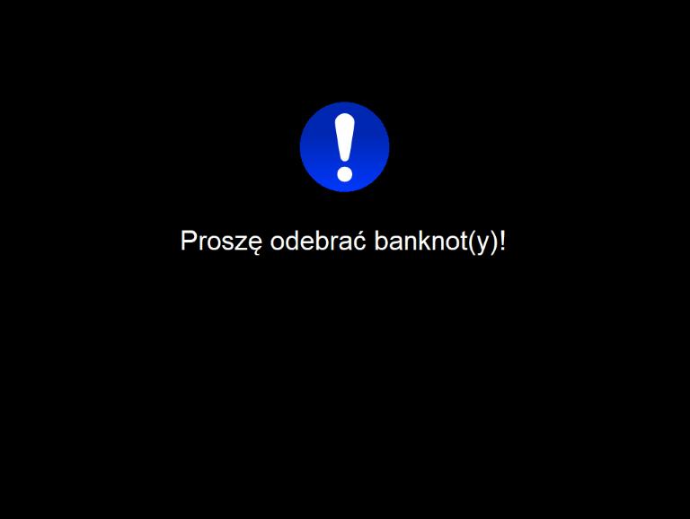 W przypadku, gdy reszta wydawana jest w banknotach, gotówkę należy odebrać u wylotu zwrotu