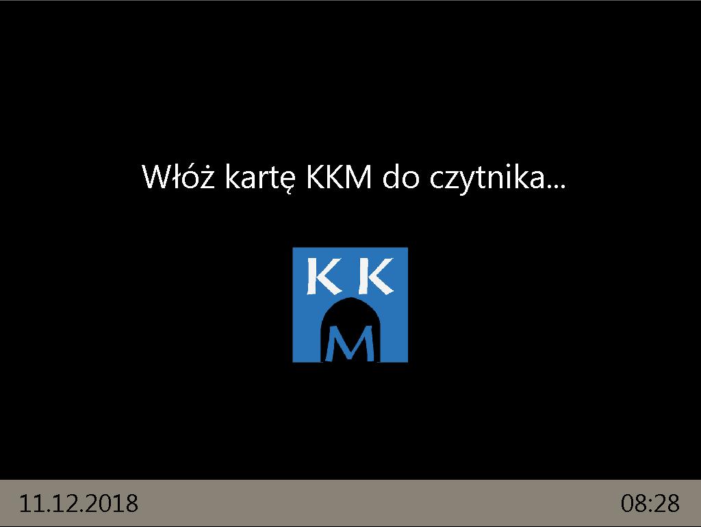 Automat poprosi o włożenie karty KKM, KK, MKA lub ELS do czytnika kart.