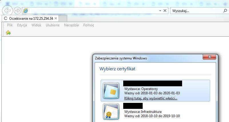 0 b) Otwarcie przeglądarki Internet Explorer na stronie https://172.25.254.34/cepik/api/skp?