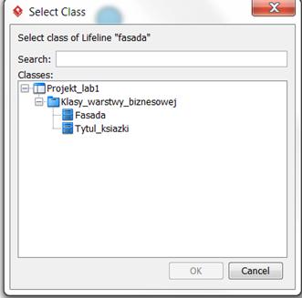 12.7. W formularzu Select Class należy w polu Search wpisać fragment nazwy klasy Fasada.