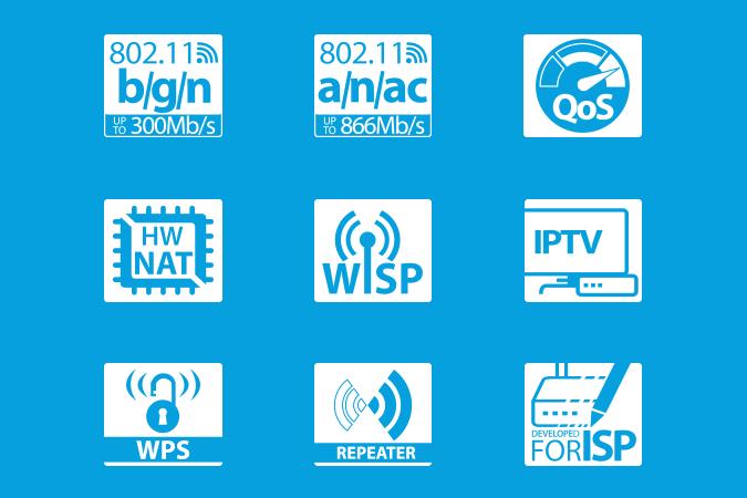 GWARANCJA SZYBKIEGO I STABILNEGO POŁĄCZENIA Dzięki wykorzystaniu nowoczesnej technologii AC1200, w tym rozwiązań, zwiększających zasięg (m.in.