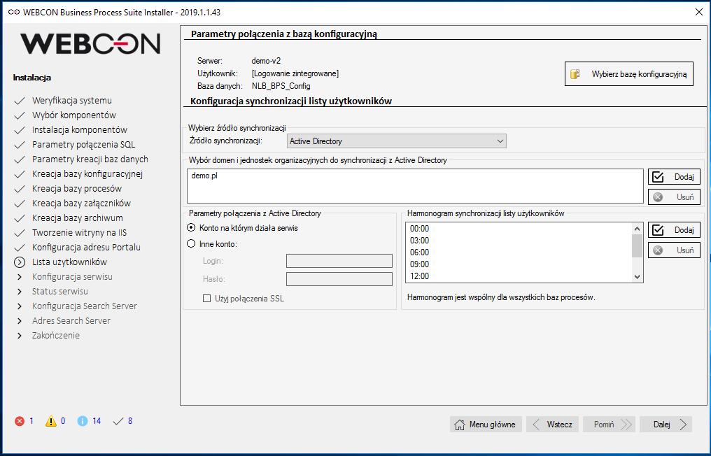 3.16. Konfiguracja synchronizacji listy użytkowników WEBCON