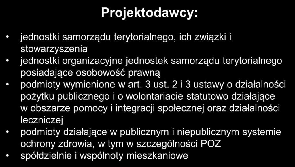 2 i 3 ustawy o działalności pożytku publicznego i o wolontariacie statutowo działające w obszarze pomocy i integracji