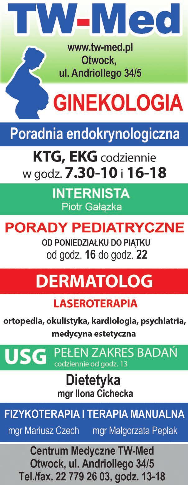 56 UsŁUgi ogłoszenia przyjmujemy do czwartku, 27 grudnia, do godz. 15 17-30 Grudnia 2018 linia otwocka gabinet okulistyczny SPECJALISTYCZNE CENTRUM REHABILITACJI www.specer.