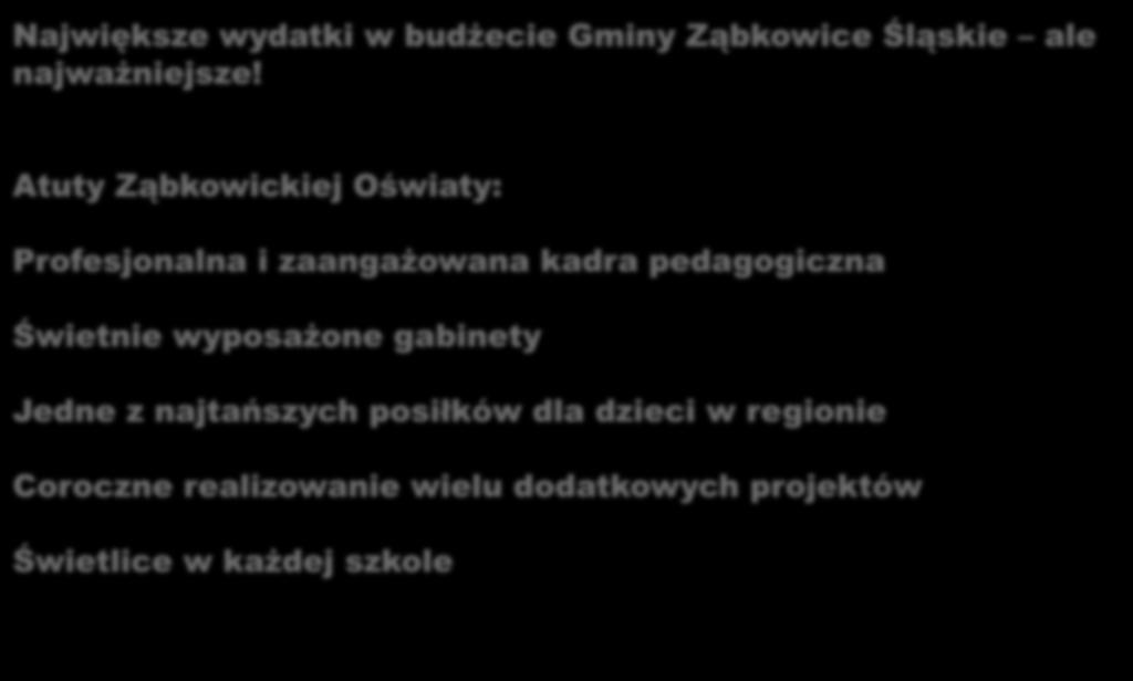 OŚWIATA I WYCHOWANIE Największe wydatki w budżecie Gminy Ząbkowice Śląskie ale najważniejsze!