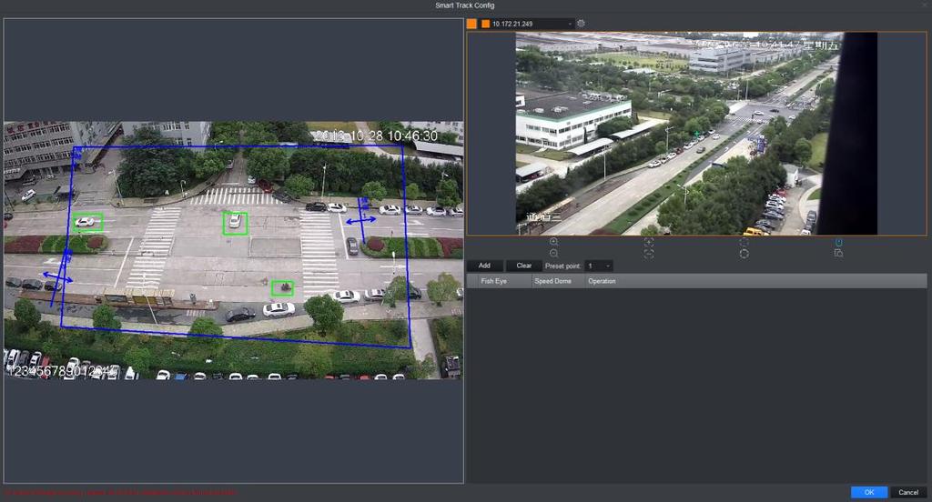 Kliknij i narysuj myszą pole na monitorze wideo, a kamera typu speed dome szybko wyostrzy wskazaną scenę. Nie można włączyć funkcji i w tym samym czasie. Rysunek 4-12 Krok 3.