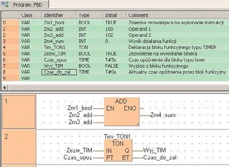 Fragment programu w języku LD, w którym wykorzystano funkcję oraz blok funkcyjny W pewnych zastosowaniach niektóre języki programowania zdefiniowane w normie IEC 61131-3 sprawdzają się lepiej niż