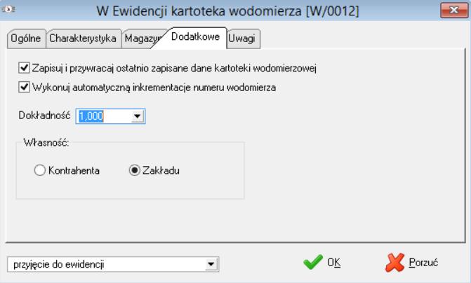 własności umożliwia analizowanie wodomierzy z podziałem na zakładu i kontrahenta. Np.