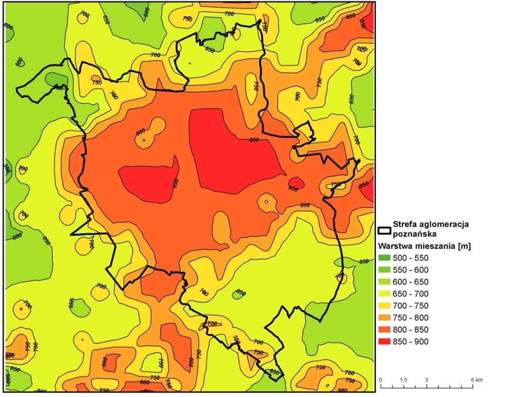 6.3.5 Miąższość warstwy mieszania Warstwa mieszana to objętość atmosfery, w której substancje zanieczyszczające ulegają rozprzestrzenianiu.