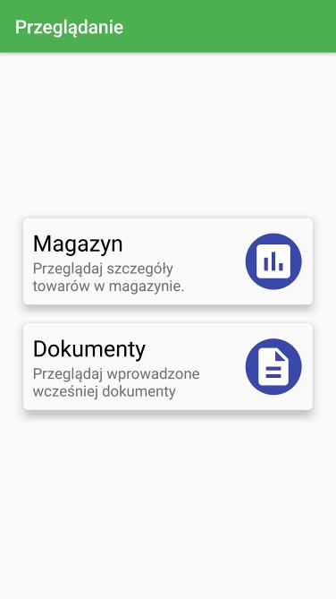 Przeglądanie stanów magazynowych W celu przeglądania stanów magazynowych należy wybrać menu Przeglądanie, a