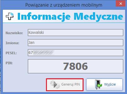 Aktywacja konta pacjenta w mmedica Użytkownik programu przekazuje PIN pacjentowi, a ten wprowadza go w aplikacji mobilnej Informacje Medyczne.