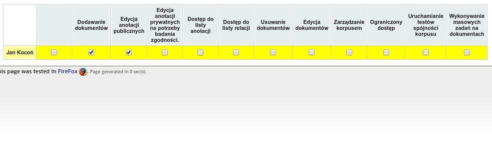 Przypisz użytkownika, klikając pole wyboru w odpowiednim wierszu tabeli 2.