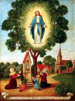 140 ROCZNICA OBJAWIEŃ MATKI BOŻEJ W GIETRZWAŁDZIE Gietrzwałd stał się sławny dzięki Objawieniom Matki Bożej, które miały miejsce dziewiętnaście lat po Objawieniach w Lourdes i trwały od 27 czerwca do