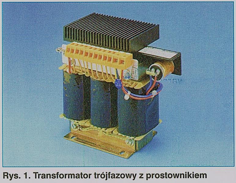 Transformatory trójfazowe Transformatory trójfazowe (rys. 1) służą np. do zasilania urządzeń przełączających i sterujących.
