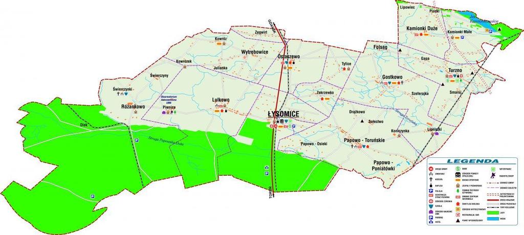 Rys. 3. Podział gminy Łysomice na sołectwa Źródło: www.lysomice.pl, dostęp: 31.10.2015 r. Gmina Łysomice jest podstawową jednostką podziału administracyjnego.