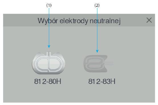 Aktualnie wybrany rodzaj elektrody jest podświetlony.