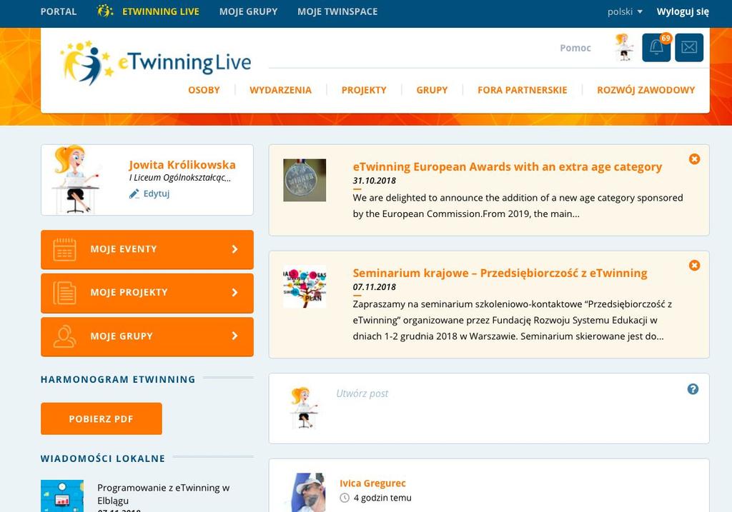 etwinning Europejska społeczność szkolna współpracująca za pośrednictwem nowoczesnego, bezpiecznego, międzynarodowego portalu