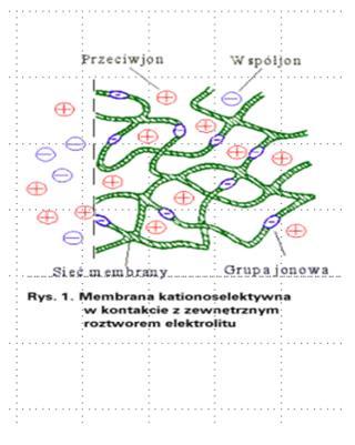 MEMBRANY JONOWYMIENNE Elektrodializa to proces podczas którego jony transportowane są przez półprzepuszczalne membrany